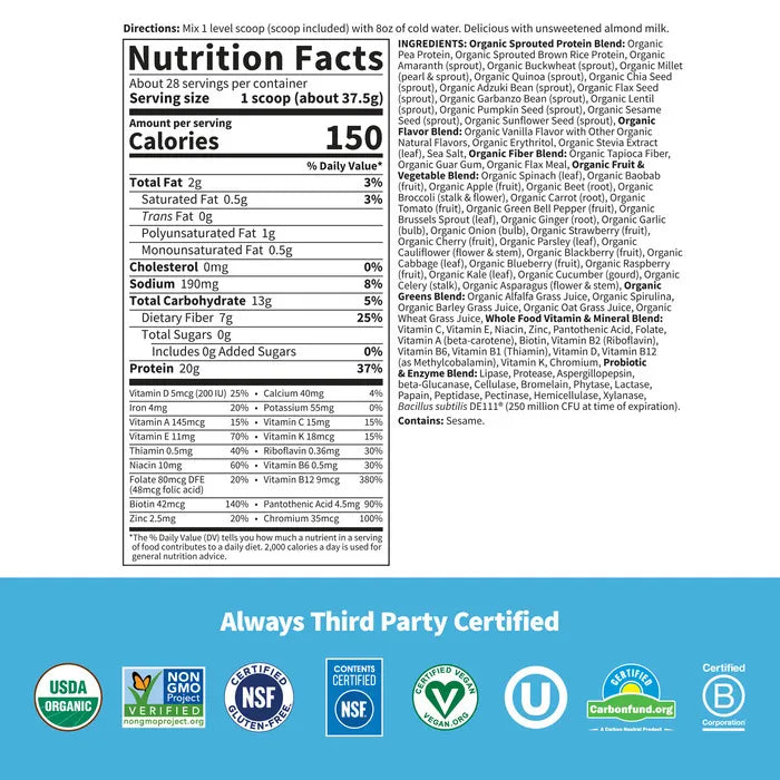 Organic Vanilla Meal J3166
