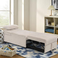 Beige Folding Ottoman Sleeper Sofa Bed M669