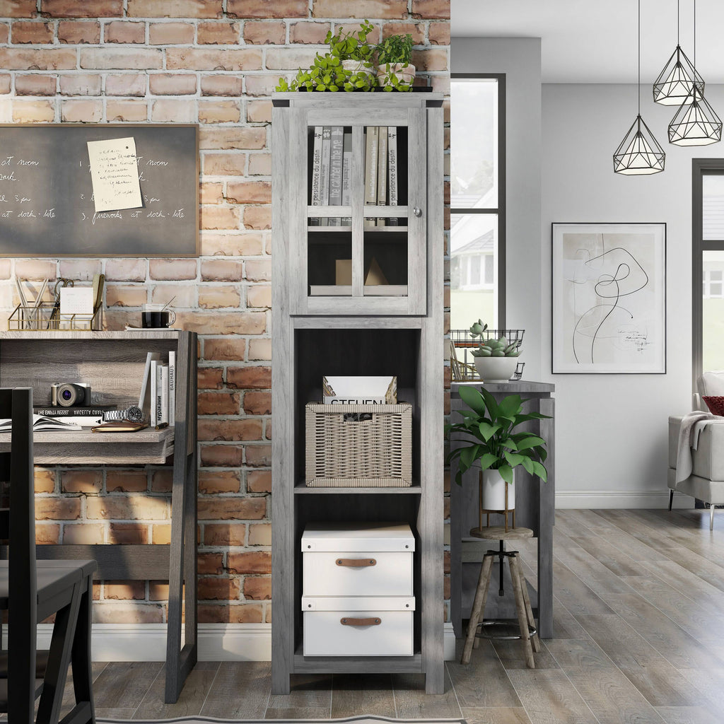 Gray Wood 4-Shelf Bookcase O33833