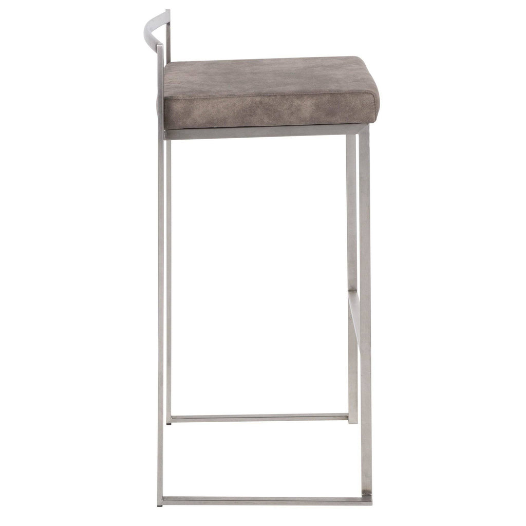 Gold Blue Velvet Stackable Counter Stool Set of 2 F34169