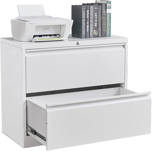 2 Drawer Black Steel Lateral File Cabinet with Lock O389959