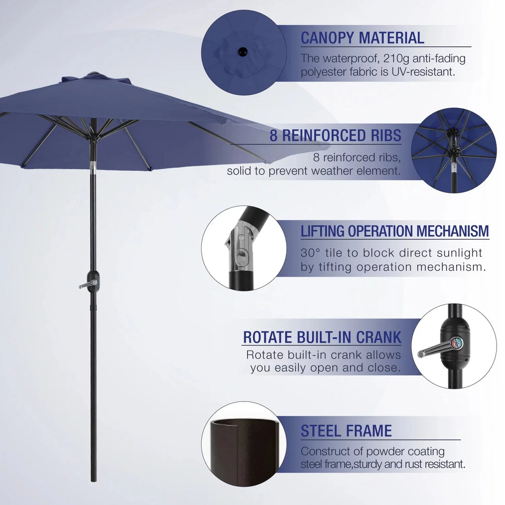 6-Piece Outdoor Patio Dining Set with 9 ft Umbrella A345