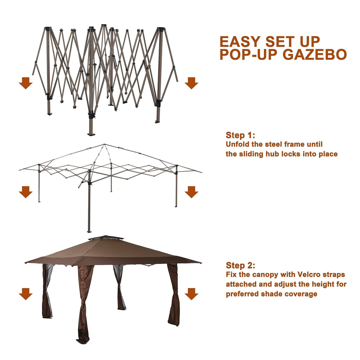 13 x 13 Straight Leg Pop-Up Canopy Gazebo G64011