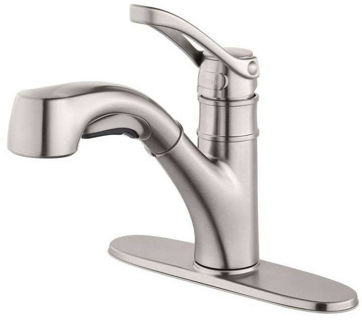 Single-Handle Pull-Out Sprayer Kitchen Faucet in Stainless Steel R872484