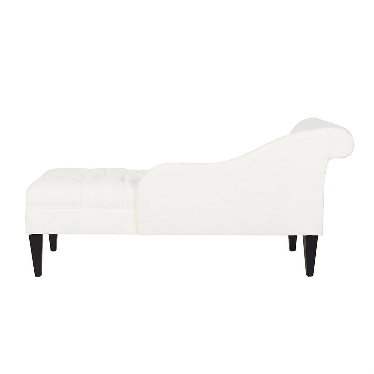 Antique White Hardwood Tufted Roll Arm Chaise Lounge V35329