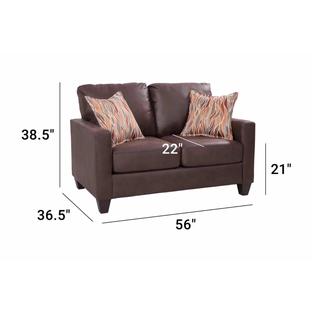 Pinto Brown Square Arm Loveseat O836