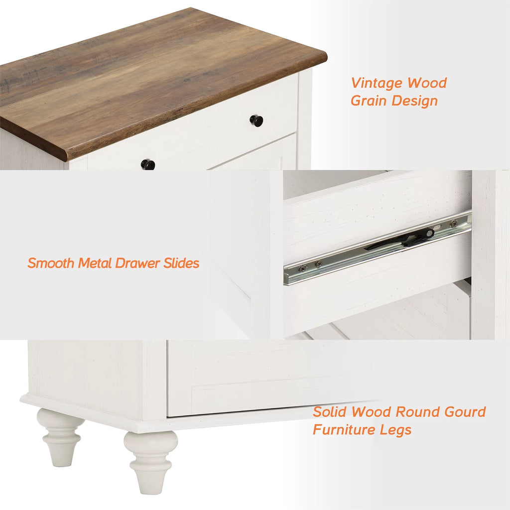 White 3 Drawer Wood Dresser J58613