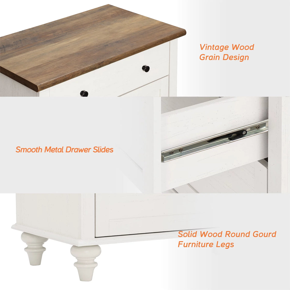 White 3 Drawer Wood Dresser J58613