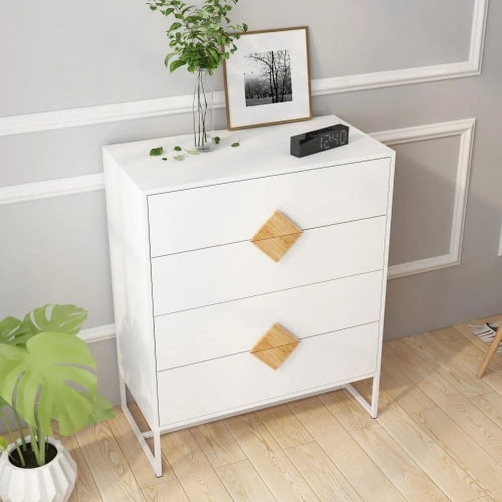 White 4 Drawer Solid Wood Dresser O147