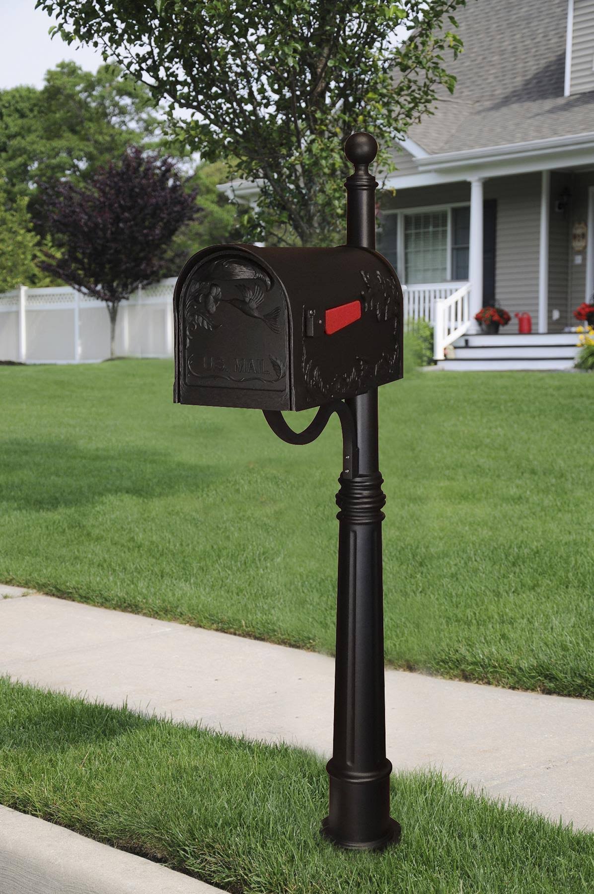 Black Curbside Mailbox with Post L23132
