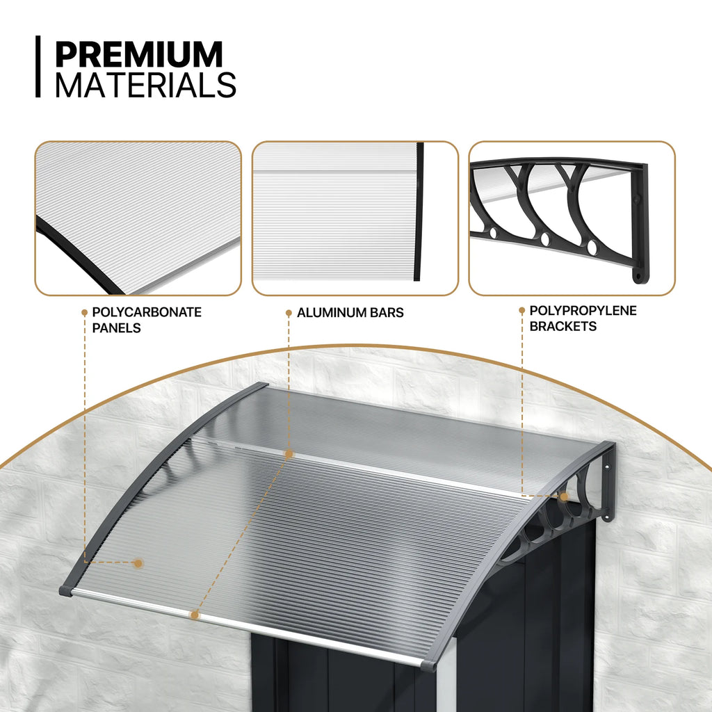 Clear Polycarbonate Door Canopy with Black Bracket X8268