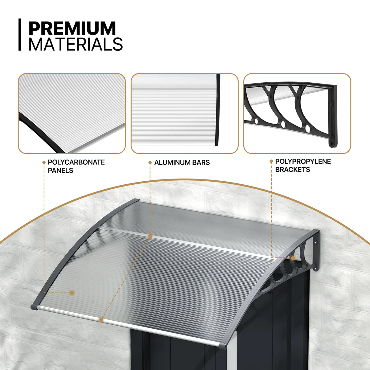 Clear Polycarbonate Door Canopy with Black Bracket X8268