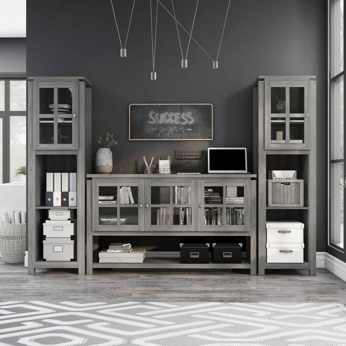 Gray Wood 4-Shelf Bookcase O33833