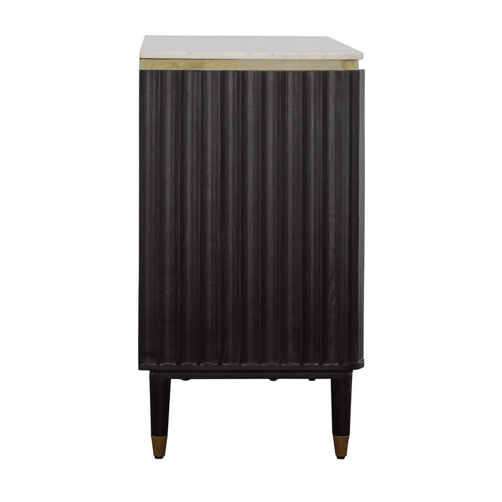 Modern 2-Door Wood Bar Cabinet in Black and Gold W299