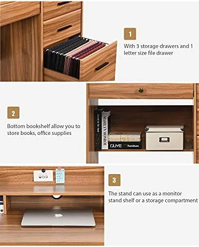 Computer Desk with Drawers and Hutch I1433