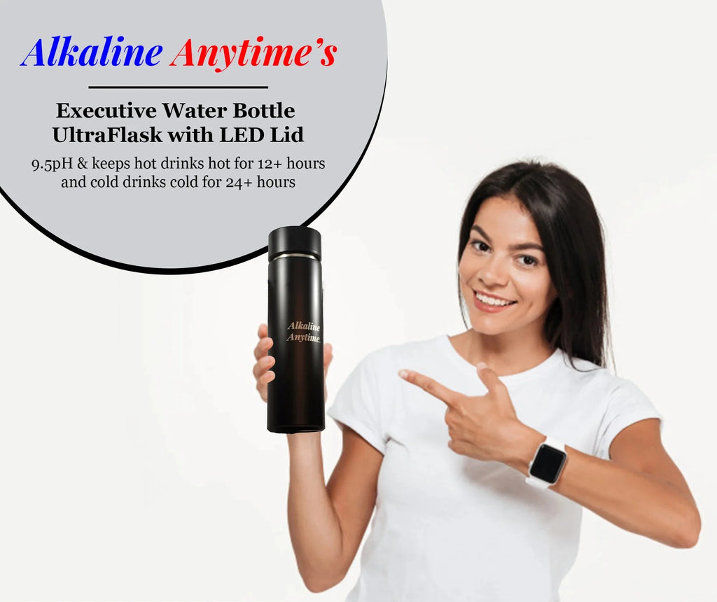 2 Lids Water Bottle with 3 Alkaline Water Pouches Q723