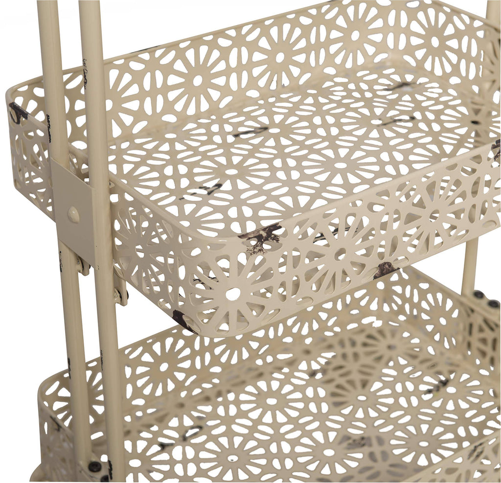 Cream Metal Three Tier Cart L287