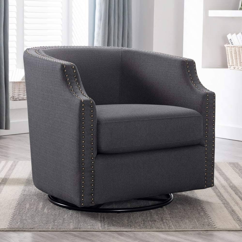 Linen Swivel Barrel Chair W81490
