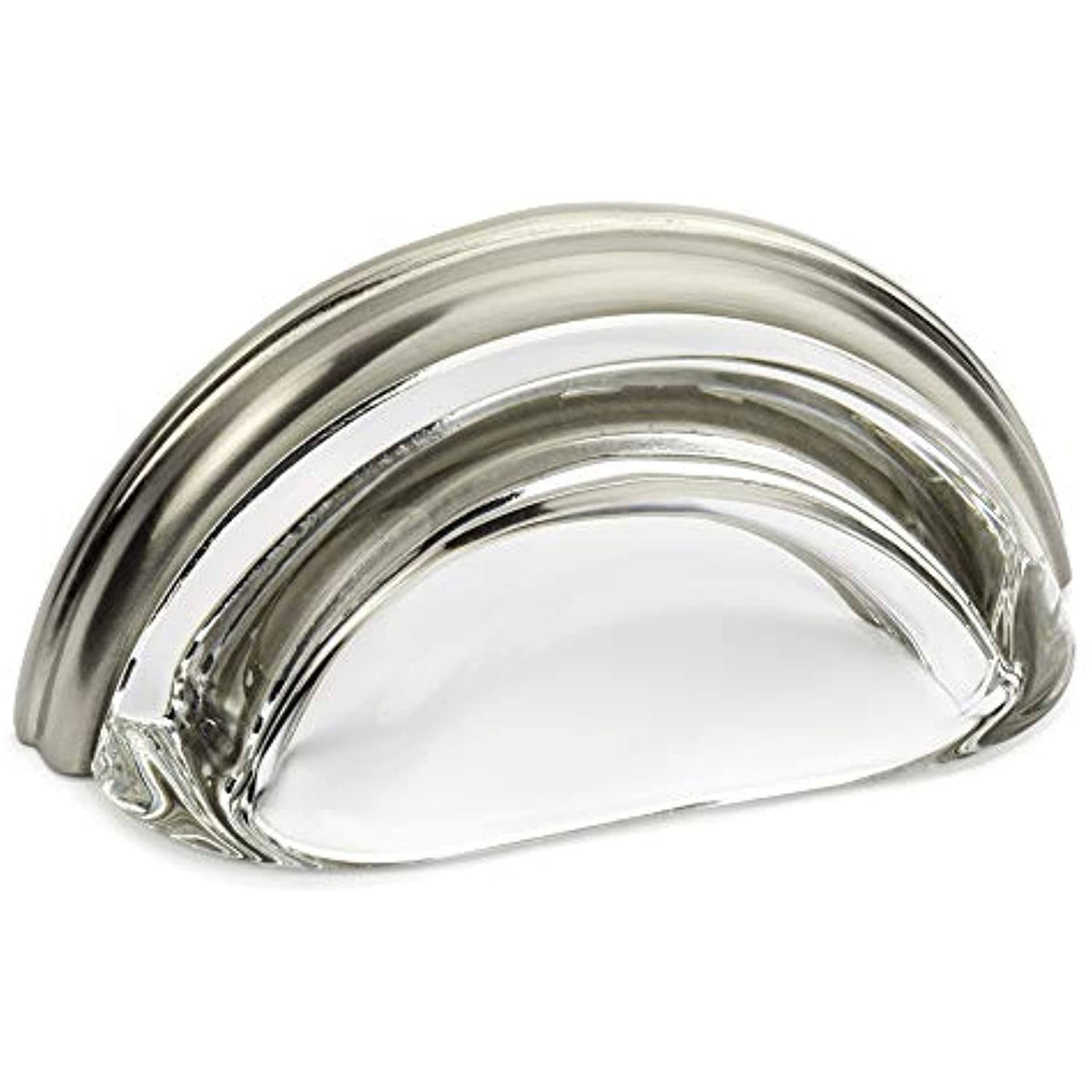 10 Pack Satin Nickel Cabinet Cup Pull with Clear Glass Y47255