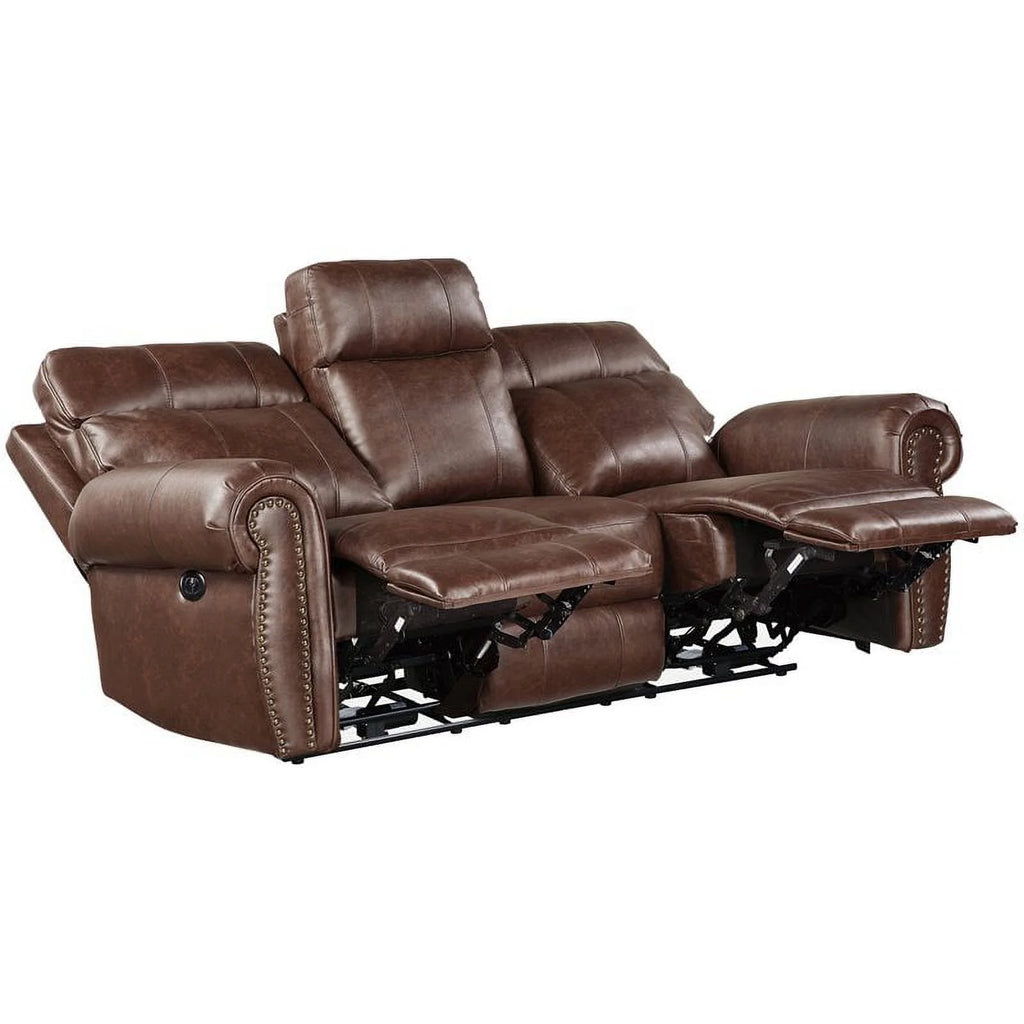 Brown Microfiber Power Reclining Sofa Q23663