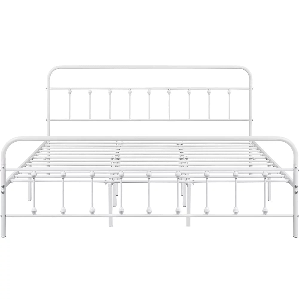 White California King Iron Platform Bed with Headboard and Footboard F745341
