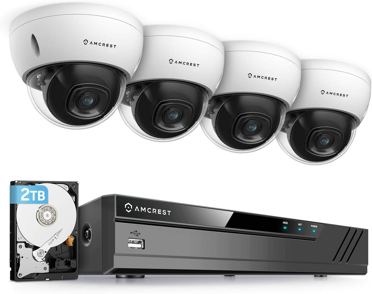 5MP 4K 8CH PoE NVR Security Camera System with 4 Dome Cameras, 2TB Hard Drive Q3837