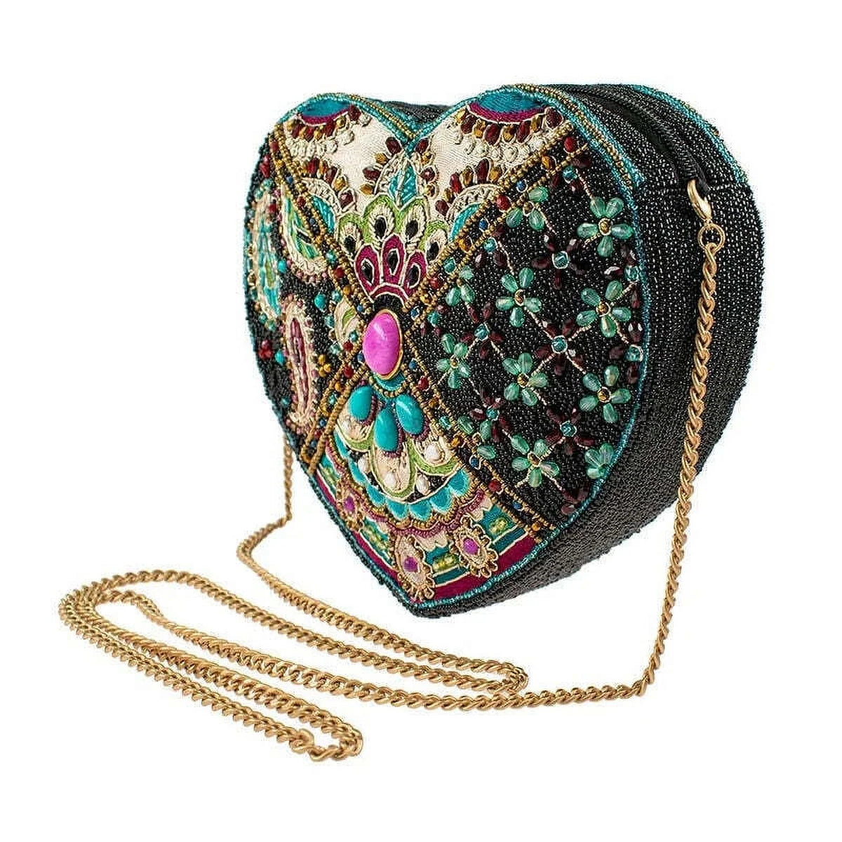 Black Embroidered Heart Crossbody Handbag C2665