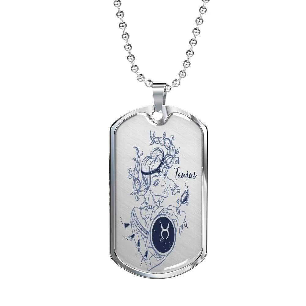 Stainless Steel or 18k Gold Dog Tag with 24" Chain J434706