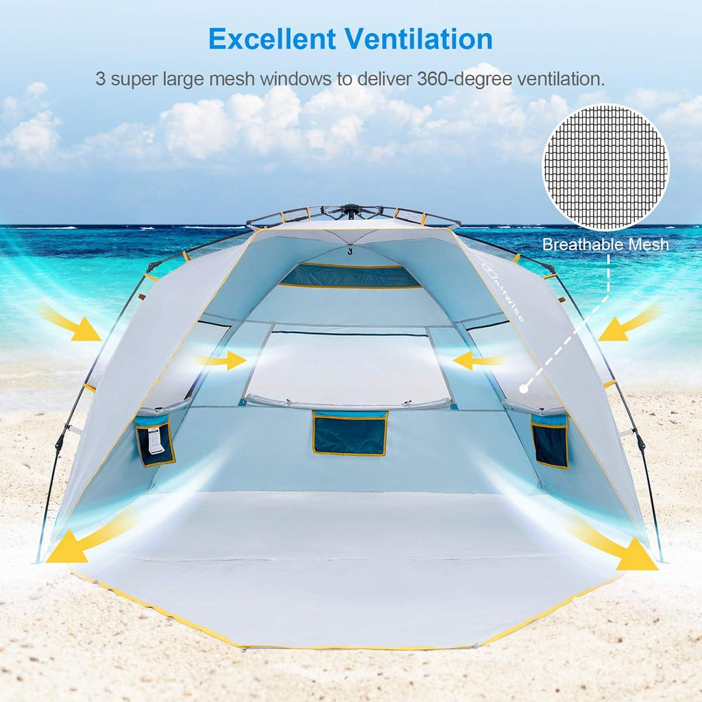 4 Person Instant Beach Tent UPF 50+ Sun Shelter P466916
