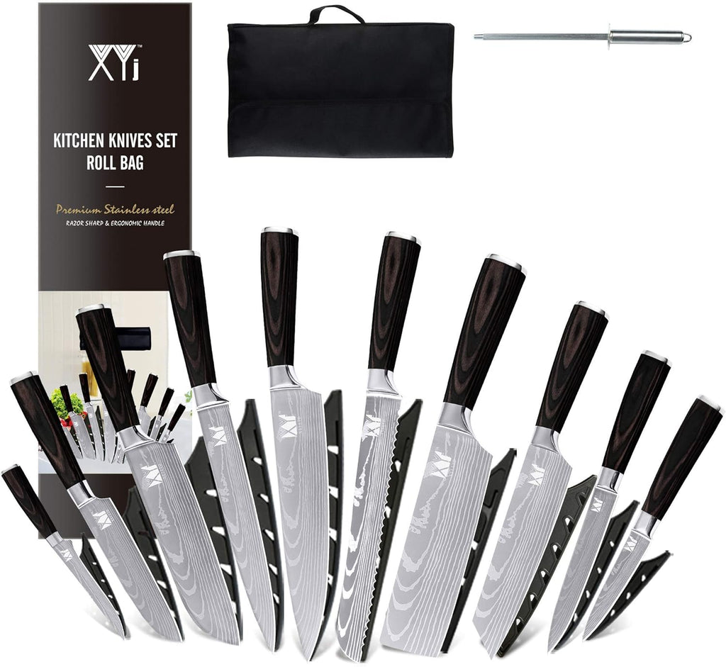 10 Piece Stainless Steel Kitchen Knife Set with Carry Case Bag C457