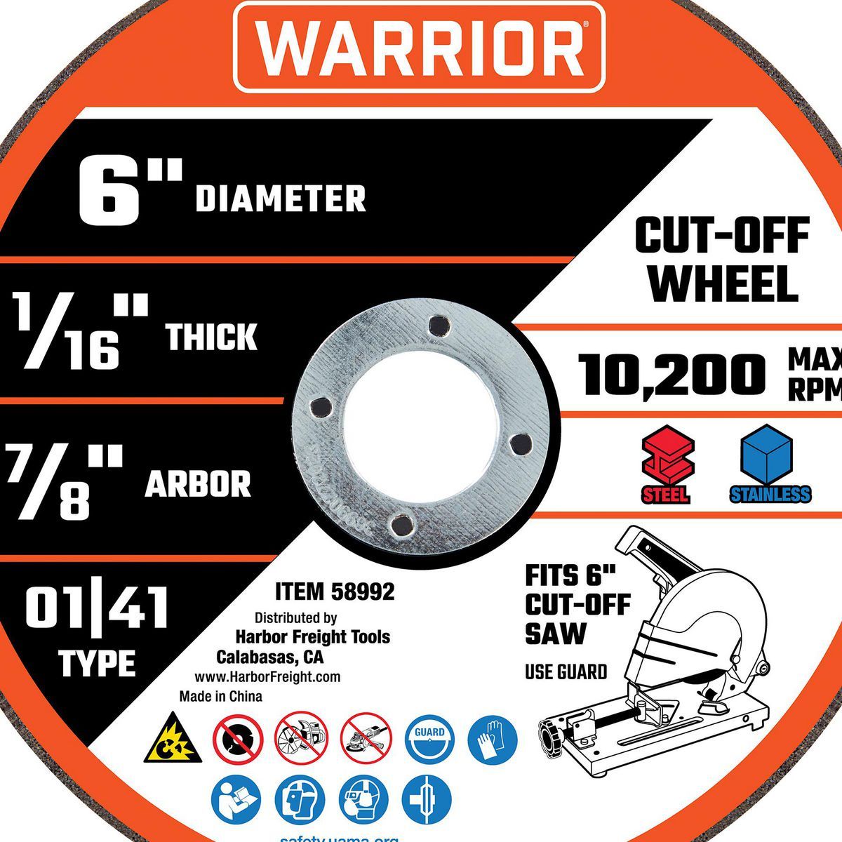 6 in. x 1/16 in. x 7/8 in. Metal Cut-off Wheel 5-Pack T917367