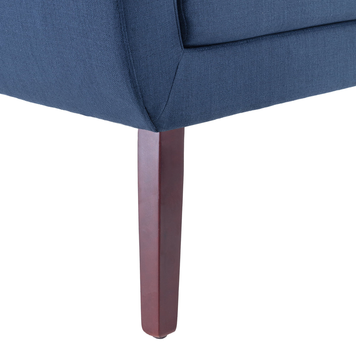 Blue Linen Fabric Tufted Accent Chair with Ottoman D13067