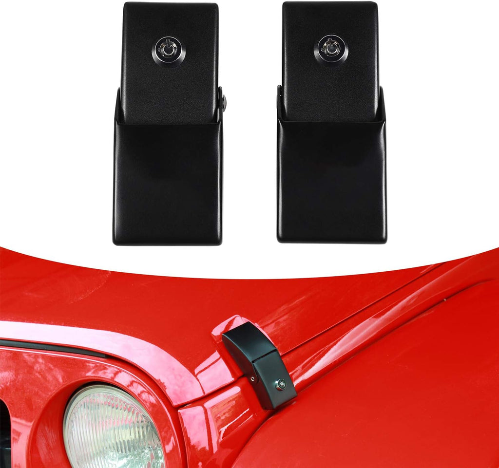Black Steel Hood Latches for Jeep Wrangler JK JL (Black 1 Pair) F255