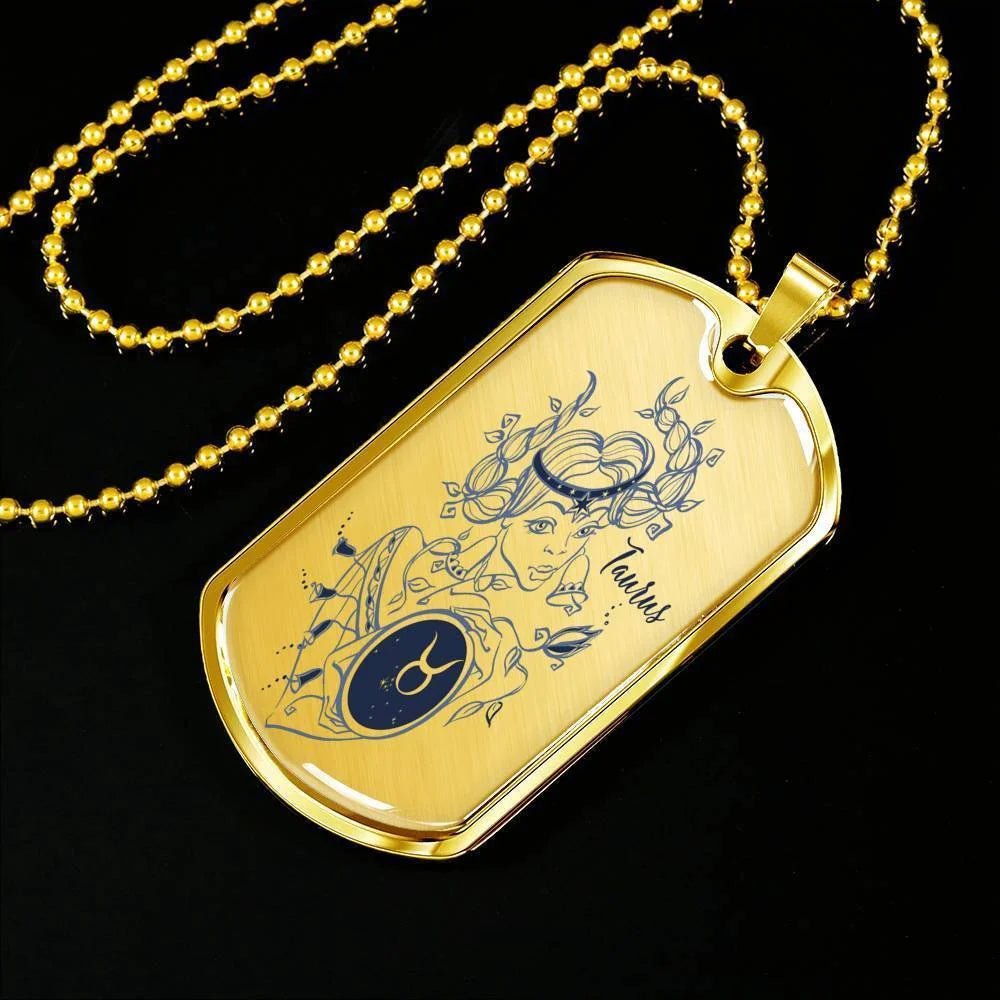 Stainless Steel or 18k Gold Dog Tag with 24" Chain J434706