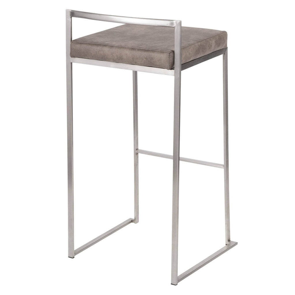 Gold Blue Velvet Stackable Counter Stool Set of 2 F34169