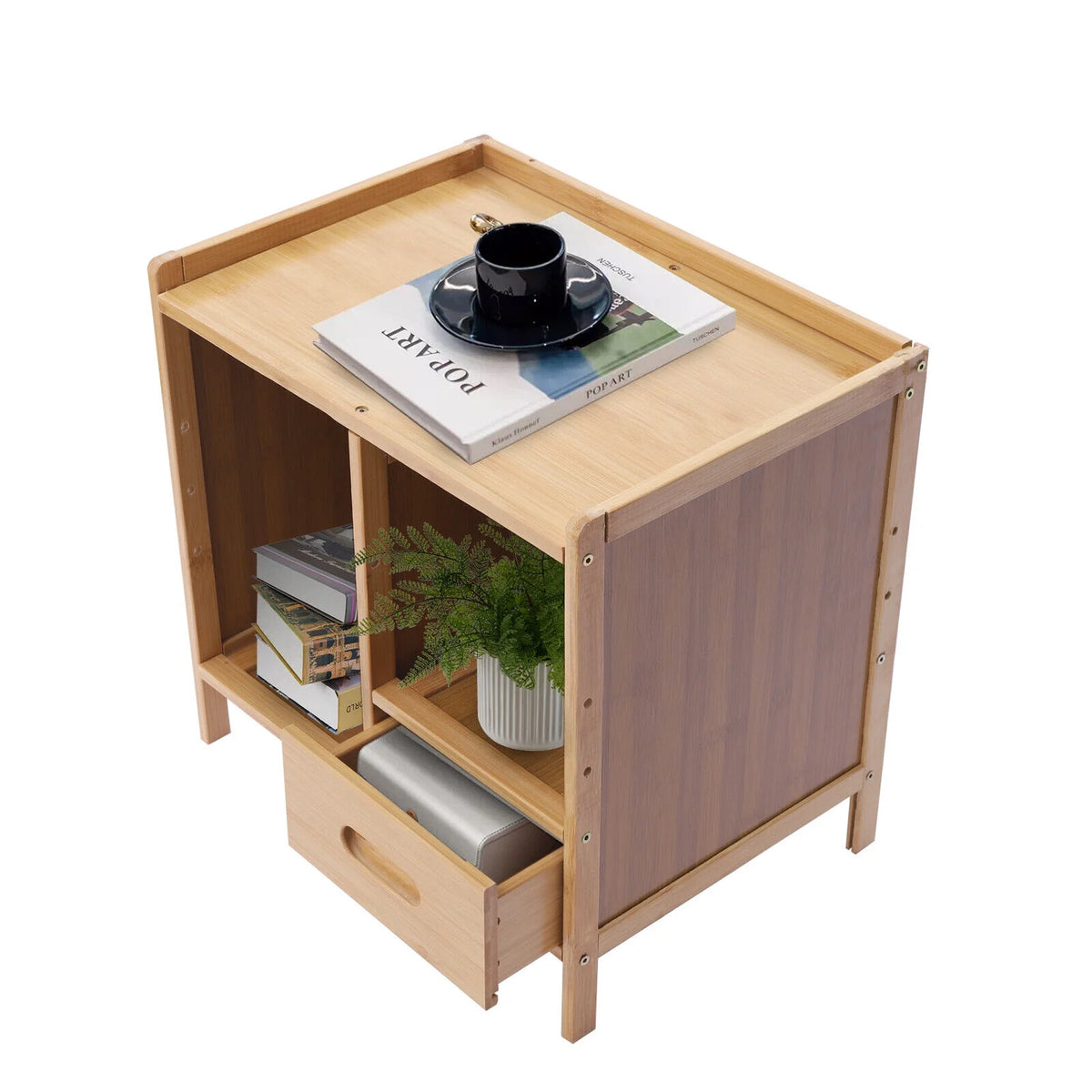 Modern Bamboo Nightstand with 1 Pull-out Drawer K2469