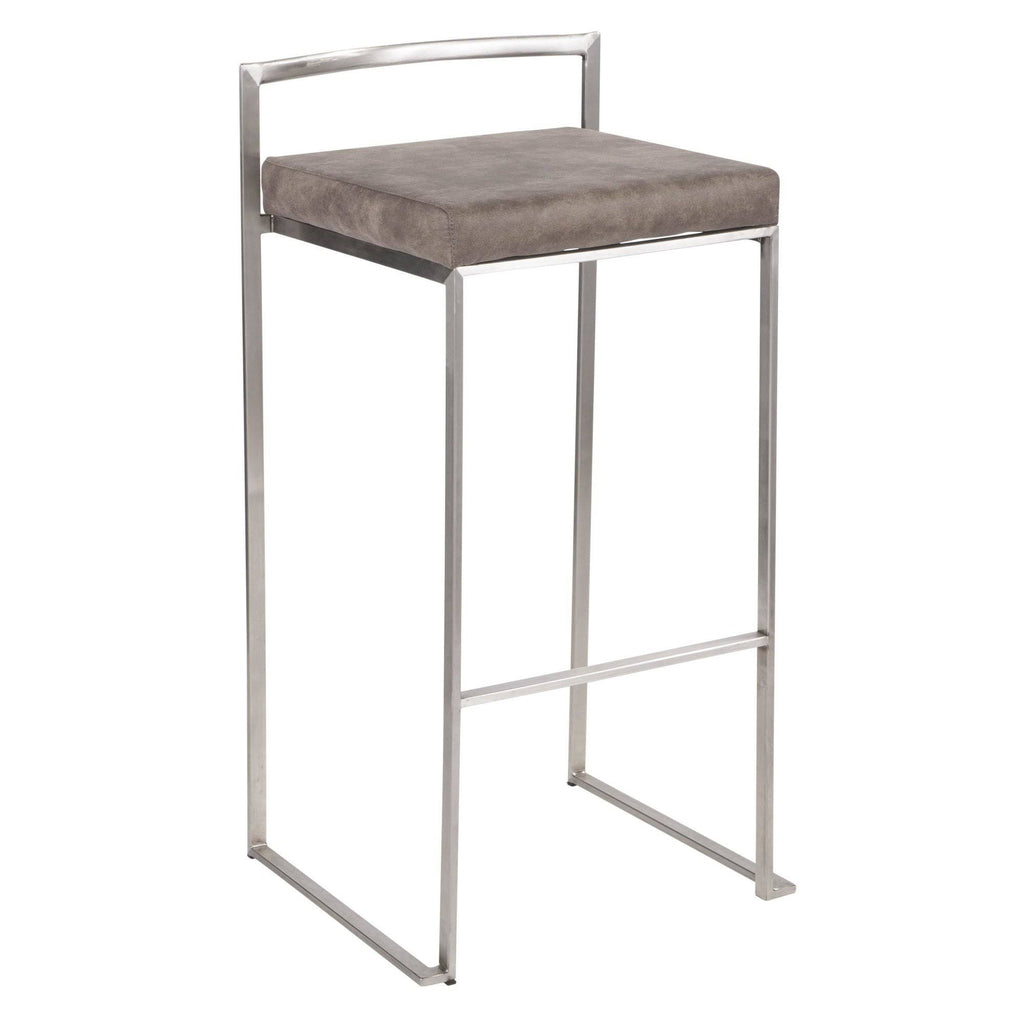 Gold Blue Velvet Stackable Counter Stool Set of 2 F34169