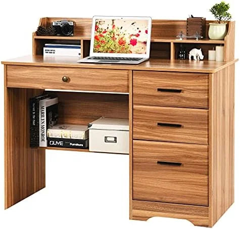 Computer Desk with Drawers and Hutch I1433
