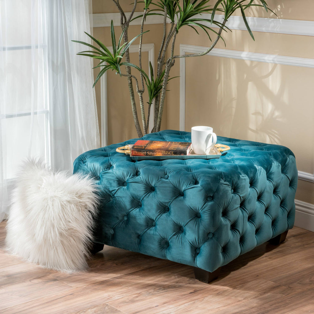 Grey Velvet Ottoman R52014