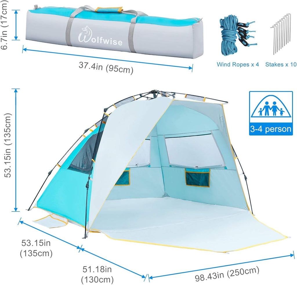 4 Person Instant Beach Tent UPF 50+ Sun Shelter P466916