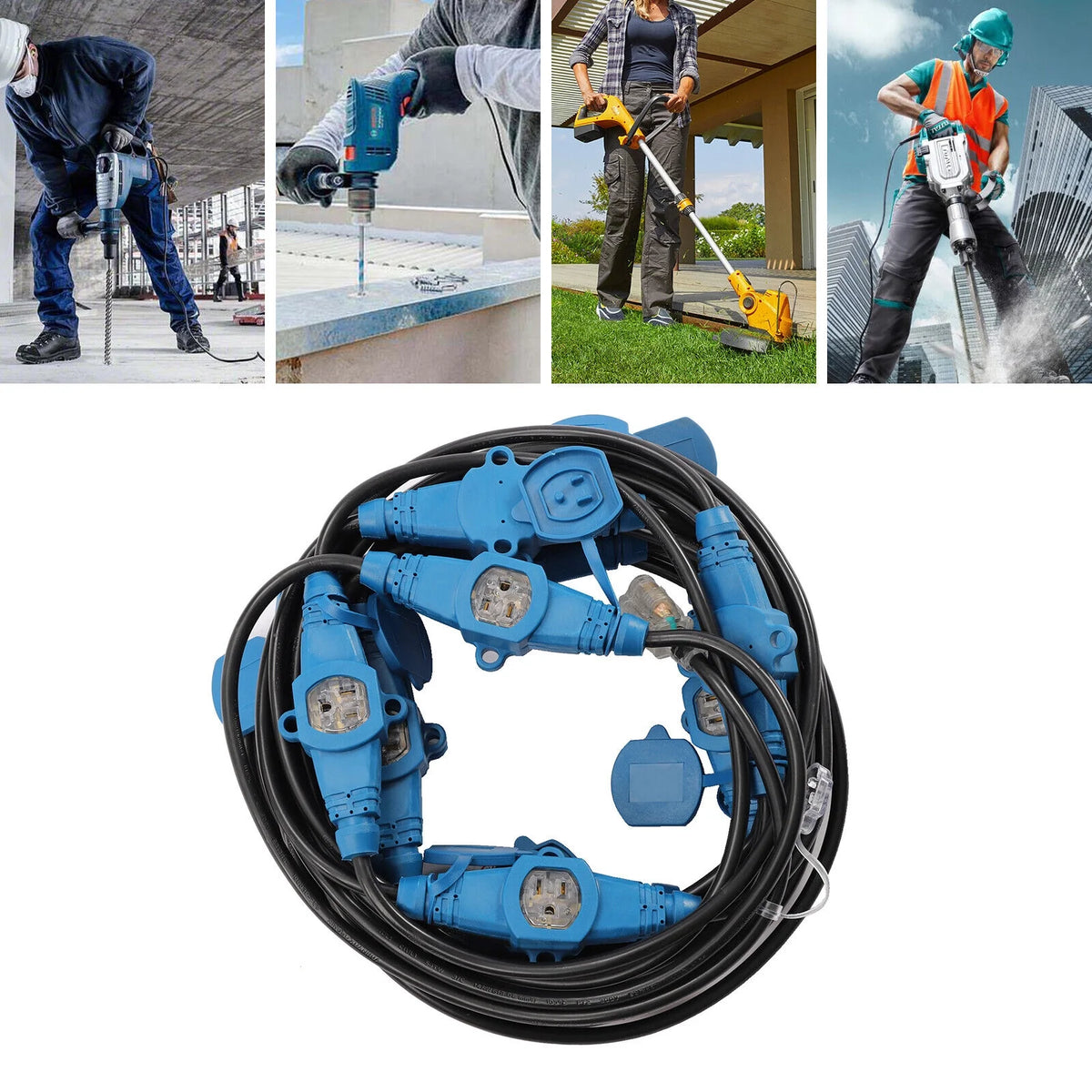 50FT 12 Awg 7 Outlets Extension Cord K78934