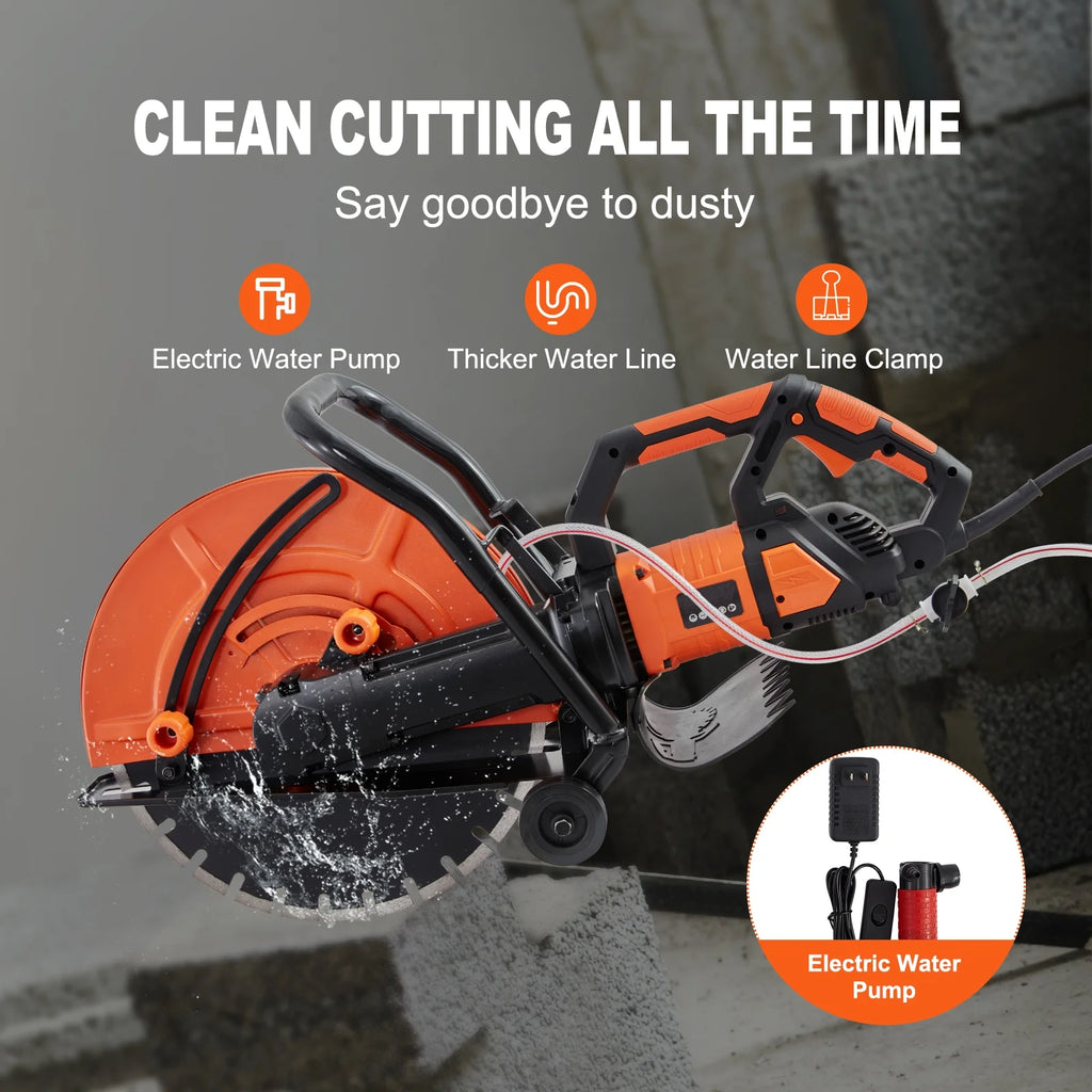 16'' Electric Concrete Saw Wet/Dry Cutter with Water Pump and Blade Z54511