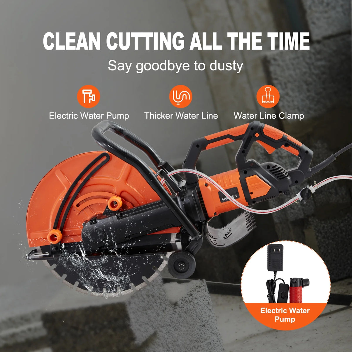 16'' Electric Concrete Saw Wet/Dry Cutter with Water Pump and Blade Z54511