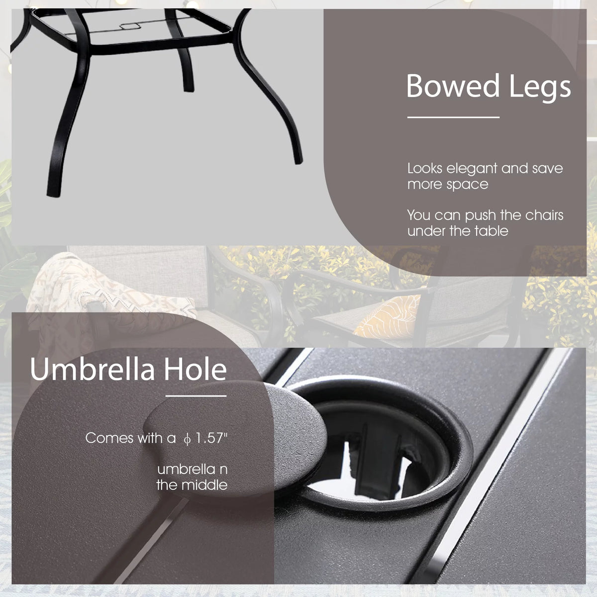 6-Piece Outdoor Patio Dining Set with 9 ft Umbrella A345