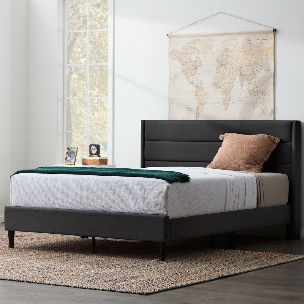 Blue Queen Upholstered Platform Bed R7664