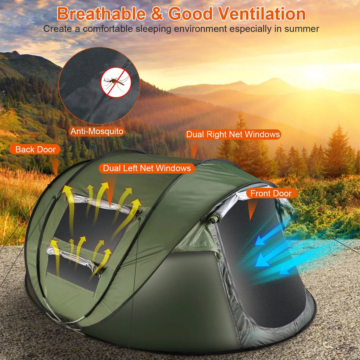 Green Pop Up Dome Tent with Carry Bag Q957832