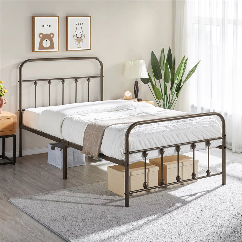 White California King Iron Platform Bed with Headboard and Footboard F745341