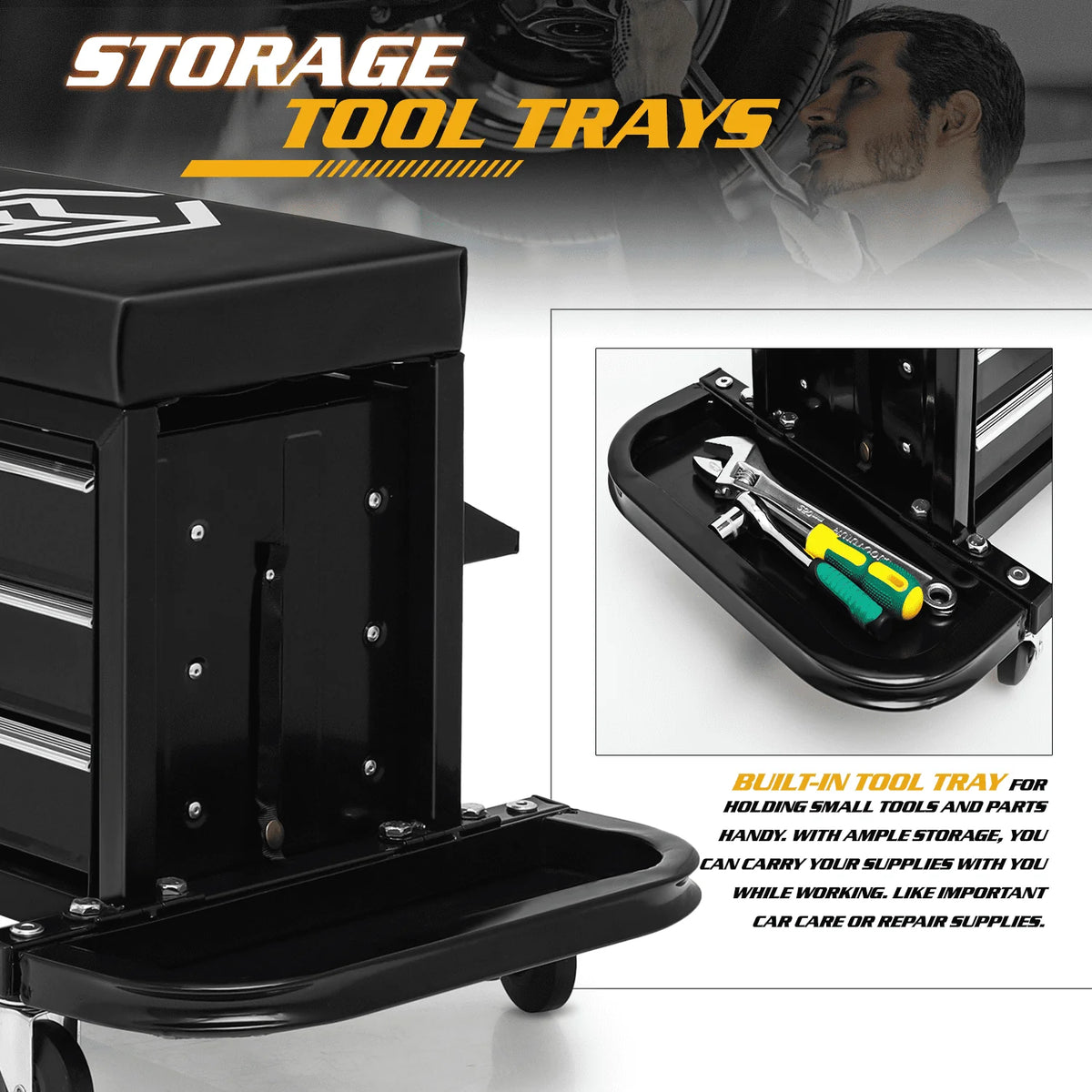 Red 3-Drawer Rolling Tool Box with Tool Tray V2250
