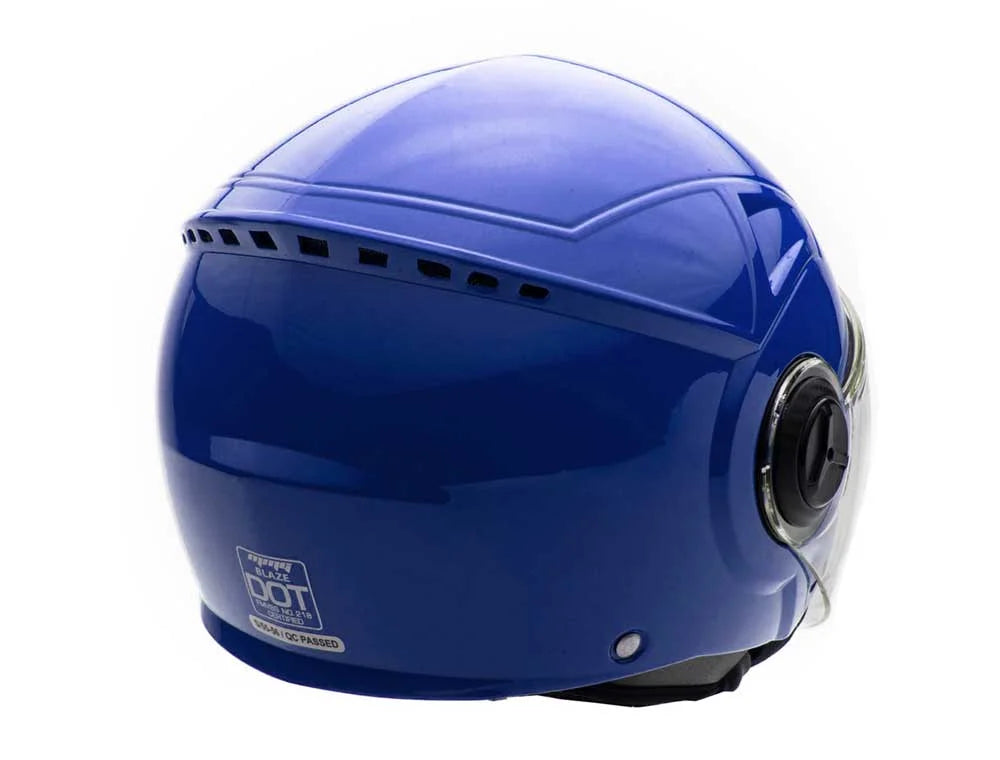 Open Face Motorcycle Helmet Gloss Blue X-Large X4741
