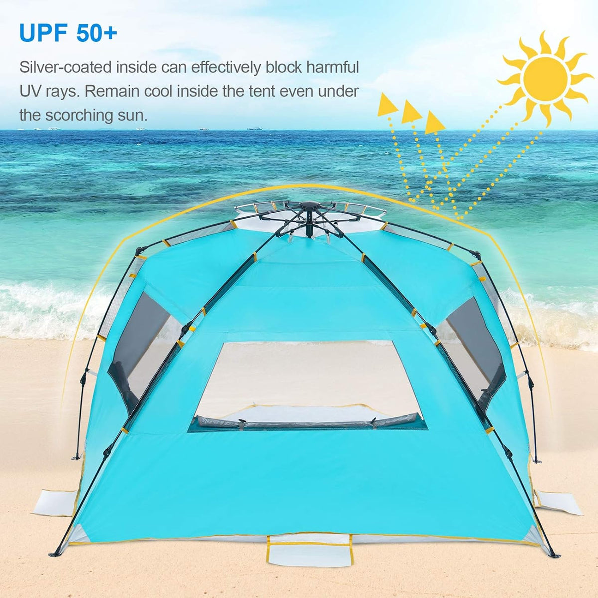 4 Person Instant Beach Tent UPF 50+ Sun Shelter P466916